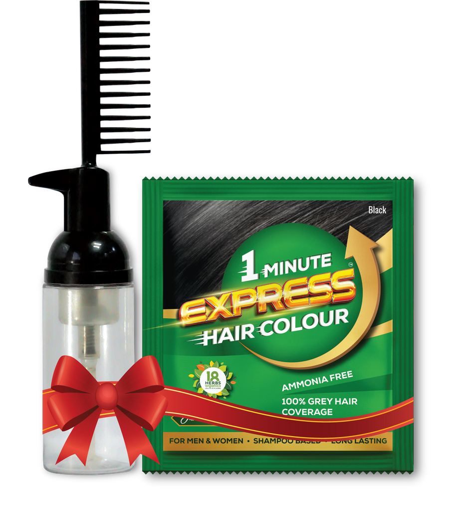 1 Minute Express Hair Colour for Men & Women Black, 20ml (Pack of 6) with Comb Applicator