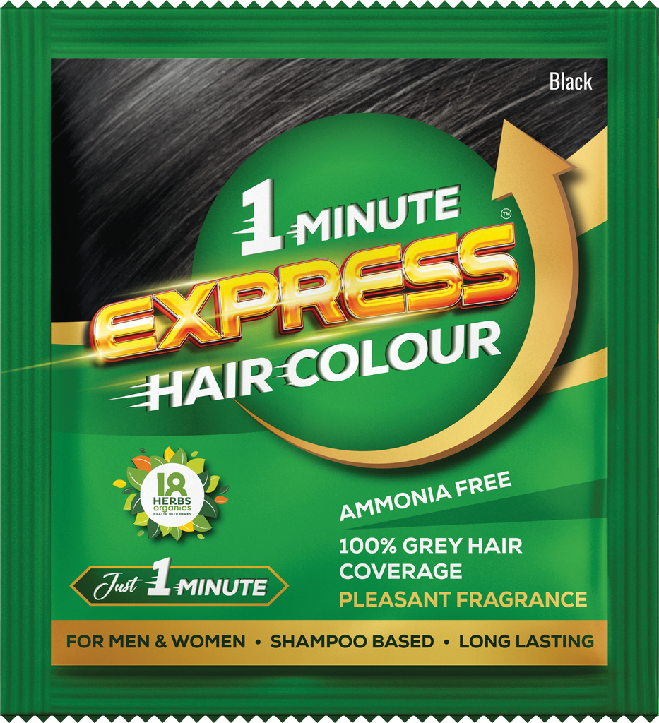 1 Minute Express Hair Colour for Men & Women Black, 20ml (Pack of 6) with Comb Applicator