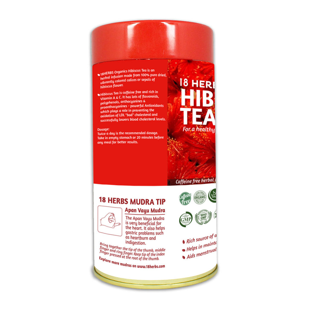 18 Herbs Organics Hibiscus Flower 40 Tea Bags (TIN)