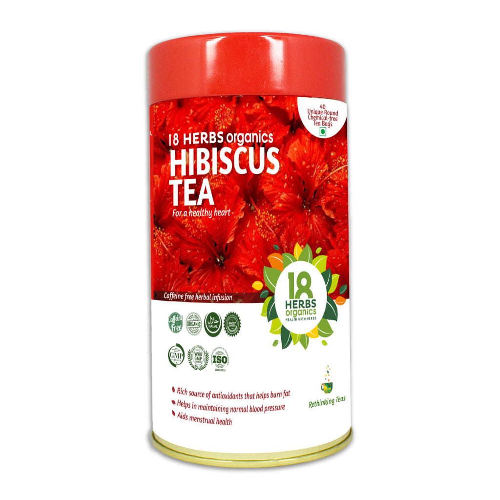18 Herbs Organics Hibiscus Flower 40 Tea Bags (TIN)