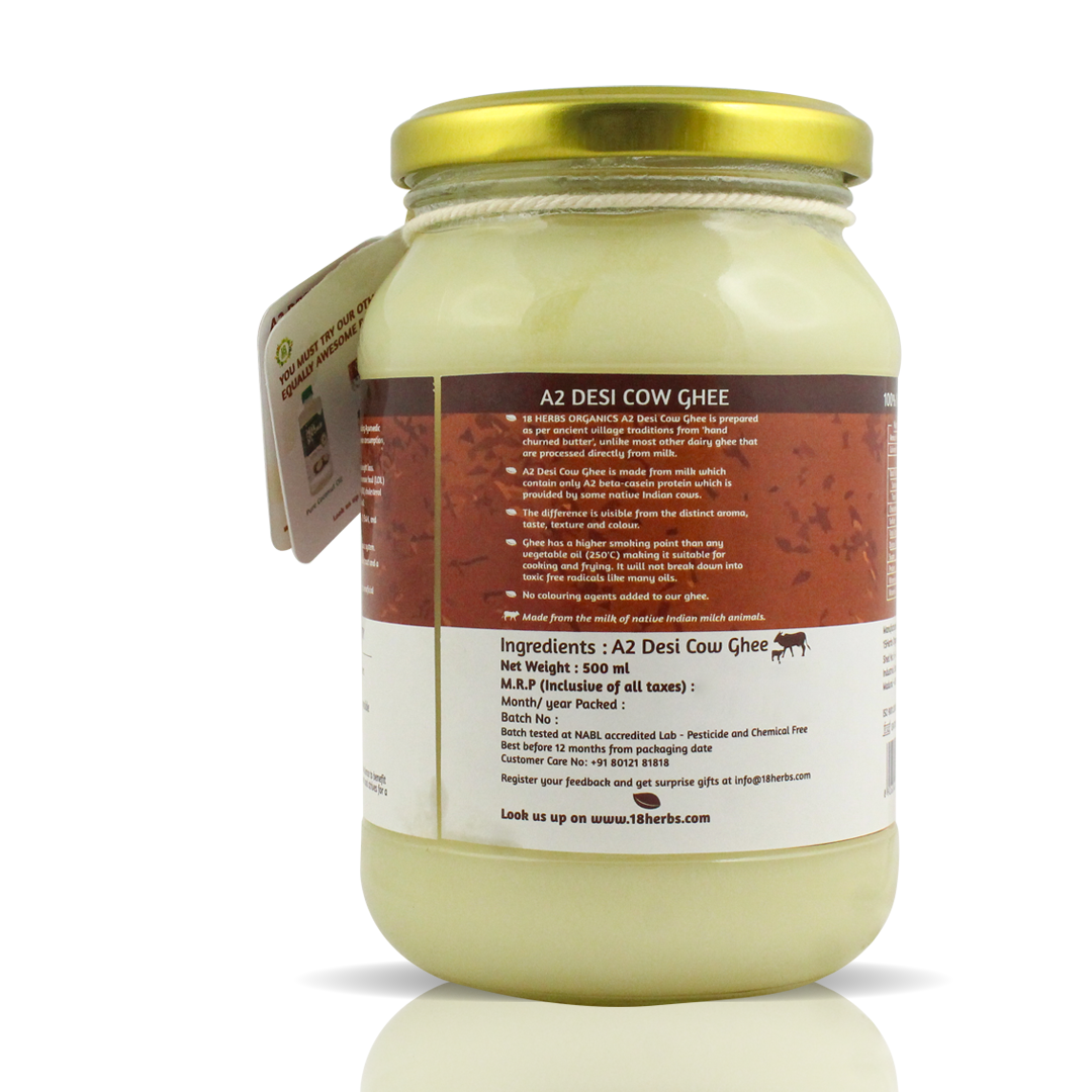 18 Herbs Organics A2 Desi Cow Ghee - 500ml