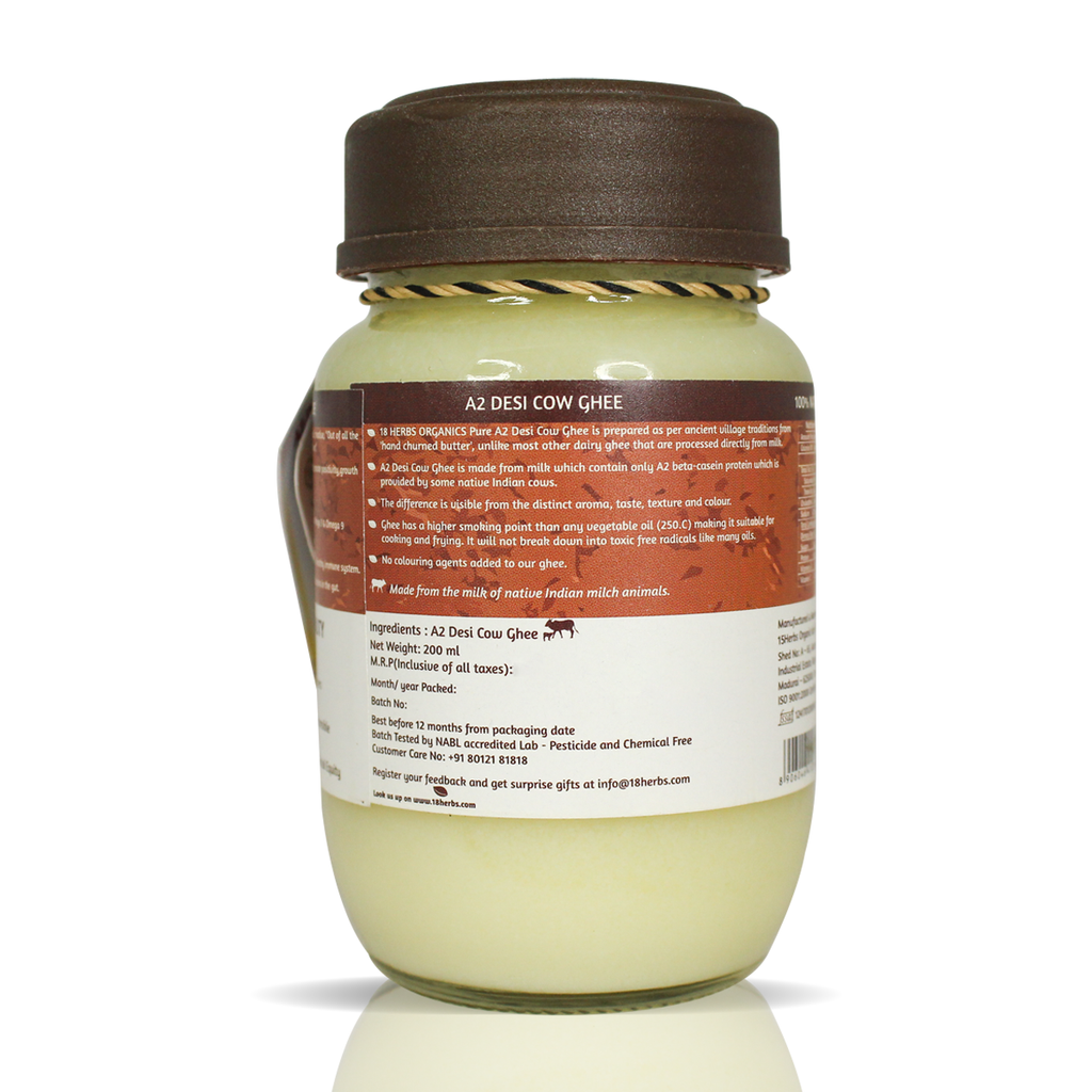 18 Herbs Organics A2 Desi Cow Ghee - 200 ml