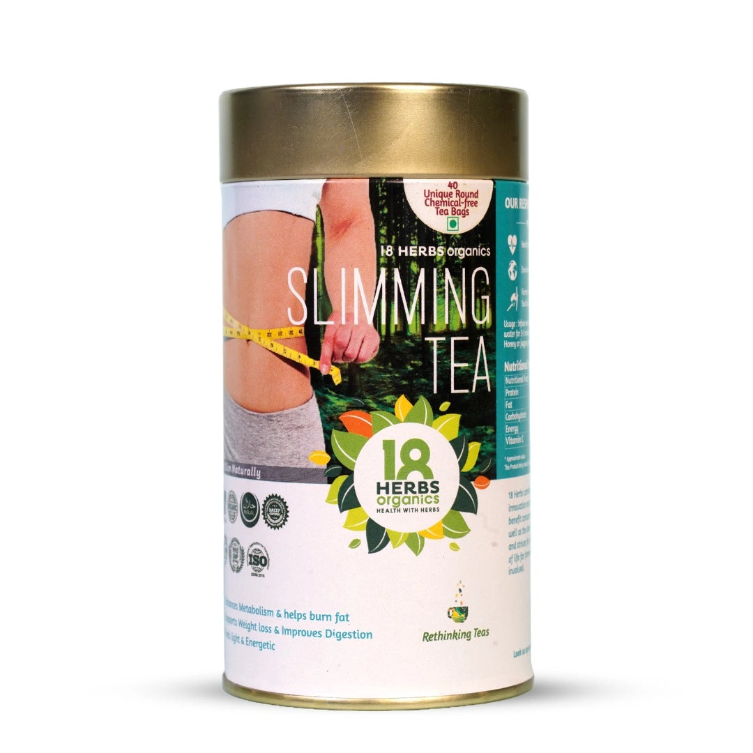 18 Herbs Organics Herbal Slimming Tea Bags Health & Wellness Tea 40 Count (TIN)