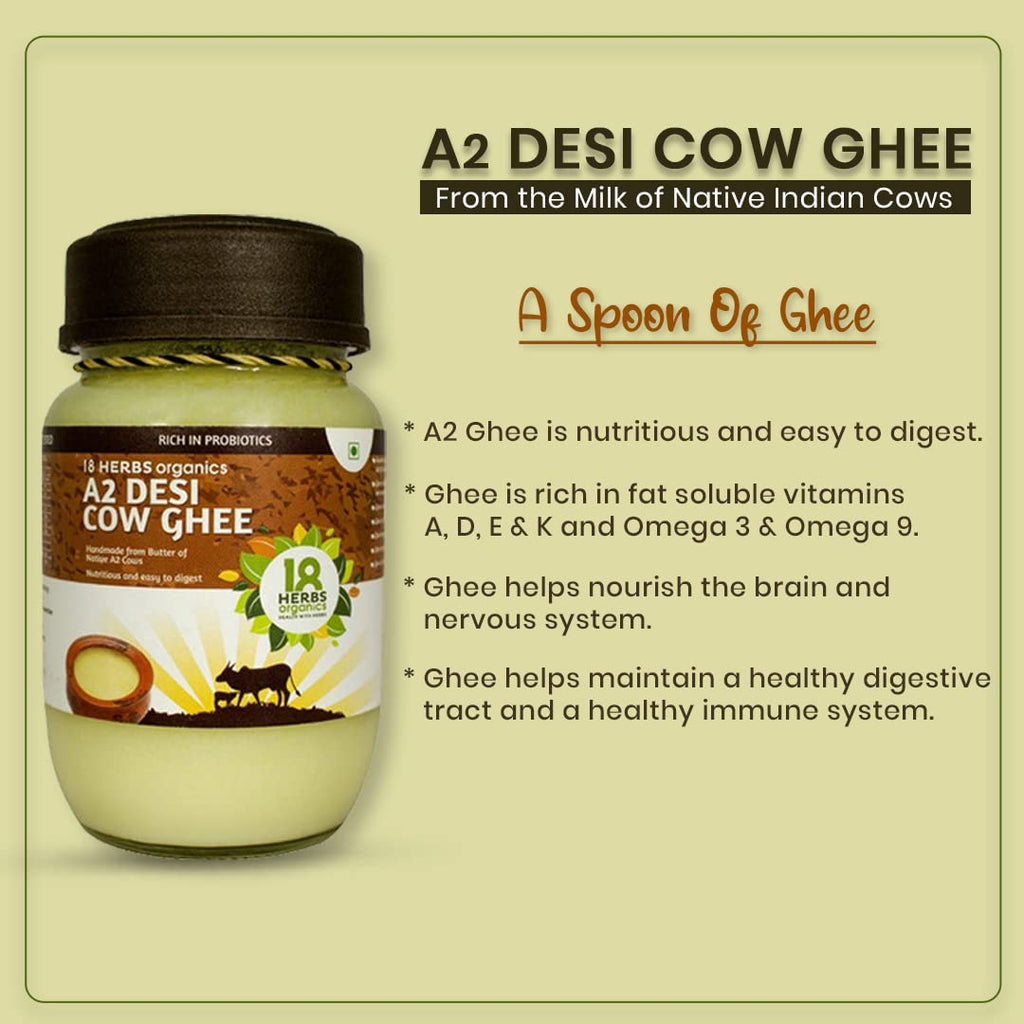 18 Herbs Organics A2 Desi Cow Ghee - 200 ml