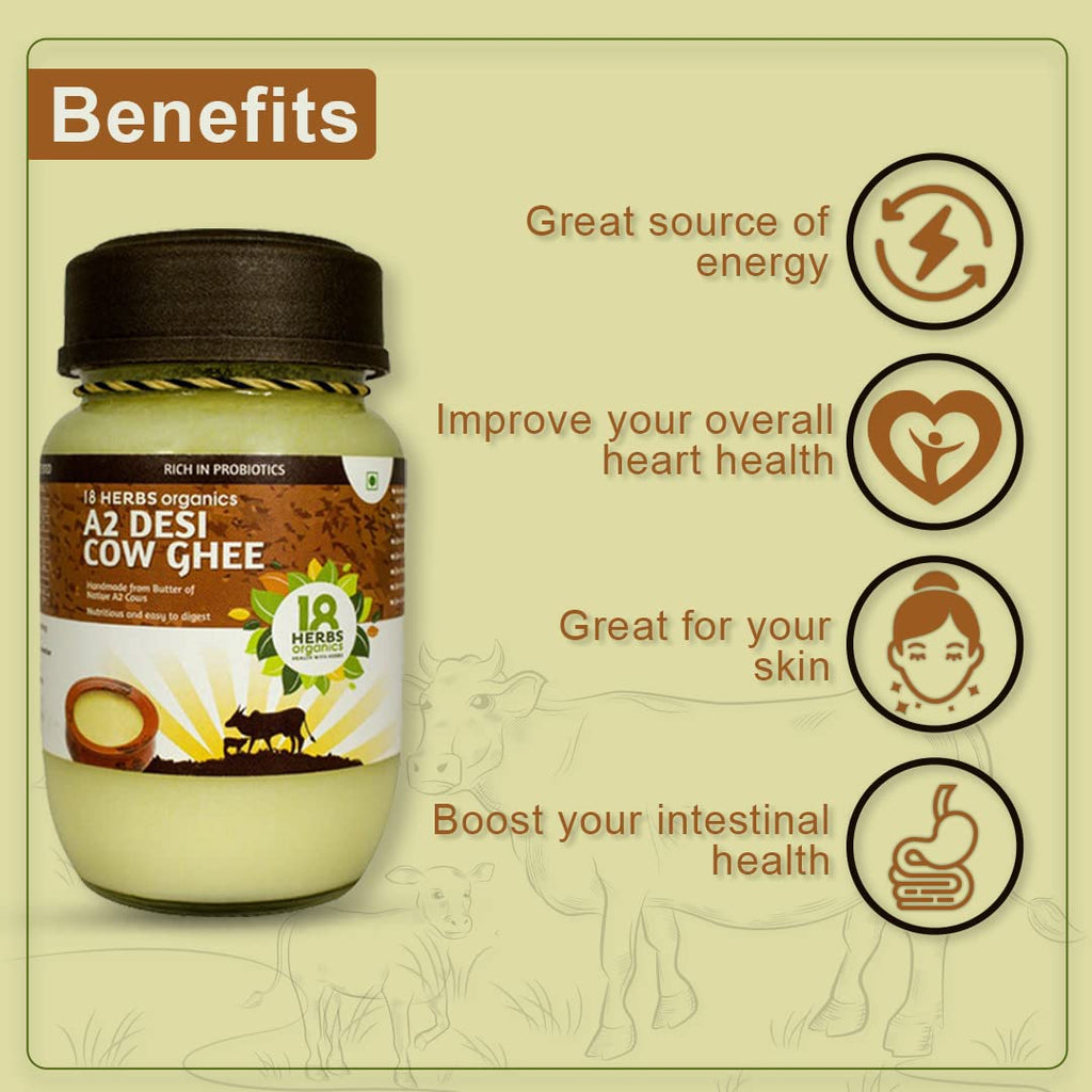 18 Herbs Organics A2 Desi Cow Ghee - 200 ml