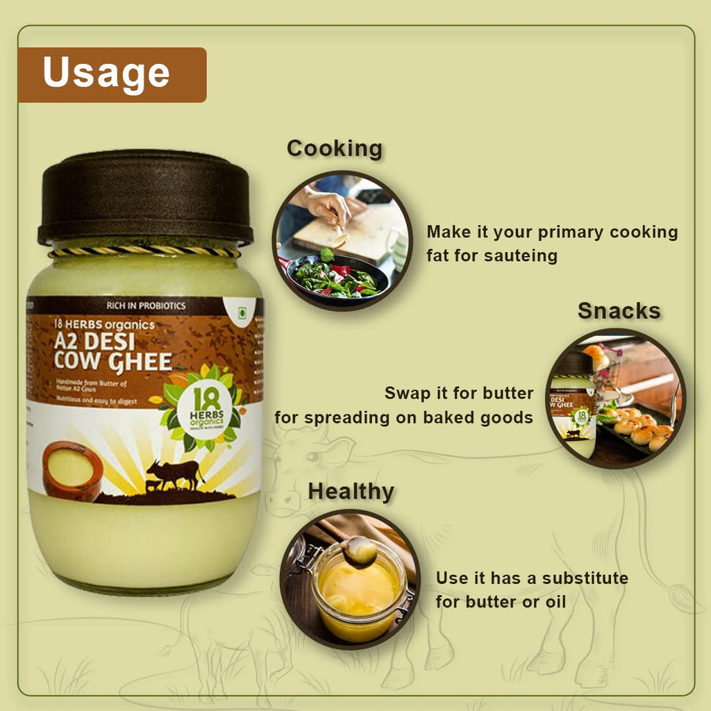 18 Herbs Organics A2 Desi Cow Ghee - 200 ml