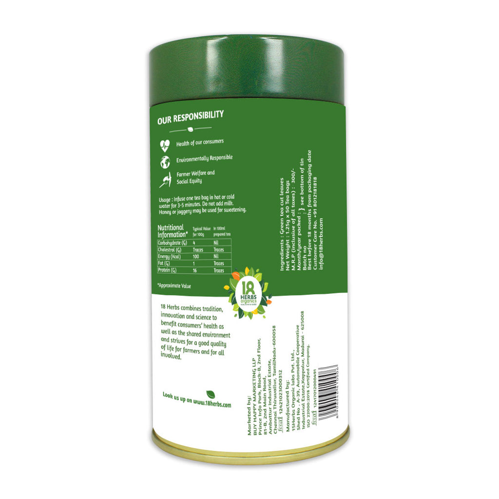 18 Herbs Organics Premium Green Tea (TIN)