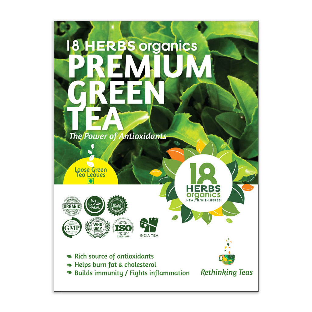 18 Herbs Organics Premium Green Tea - 40 Grams Loose Leaves (BOX)